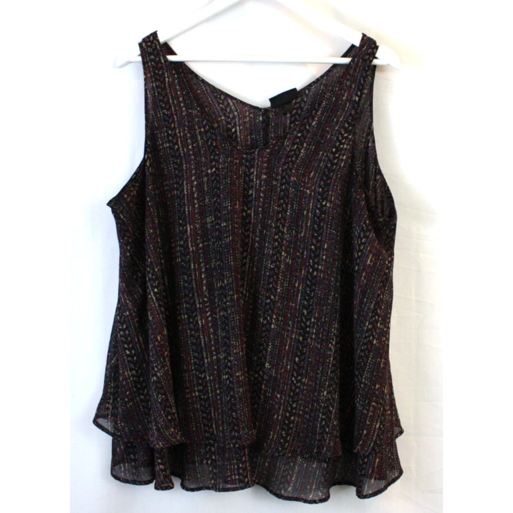 Lane Bryant Blouse Womens 18 Tiered V-neck Tank Multicolor Lightweight Blouse